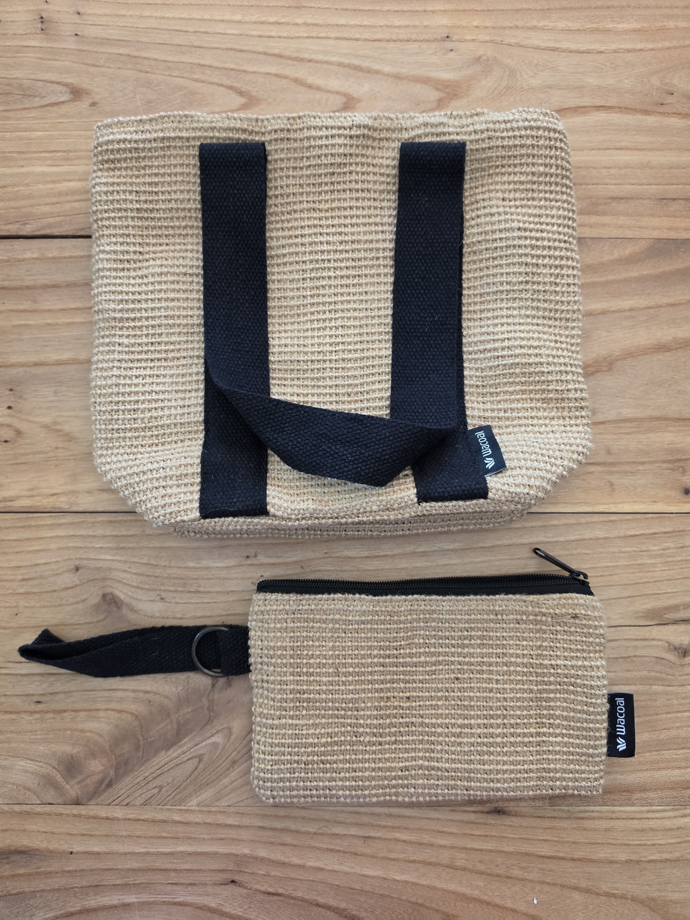 Wacoal Woven Jute Tote Bag with Zip Pouch
